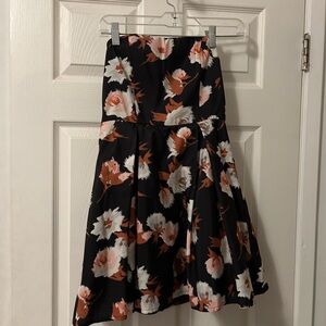 NWT Forever 21 Floral Strapless Dress Mini Flare Black Pink Women Small